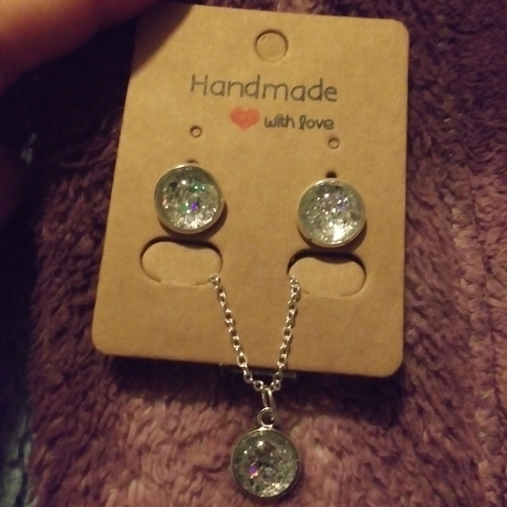 Crystal ball look necklace earrings set